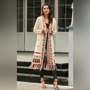 Long Chunky Knit Cardigan Women’s Bohemian